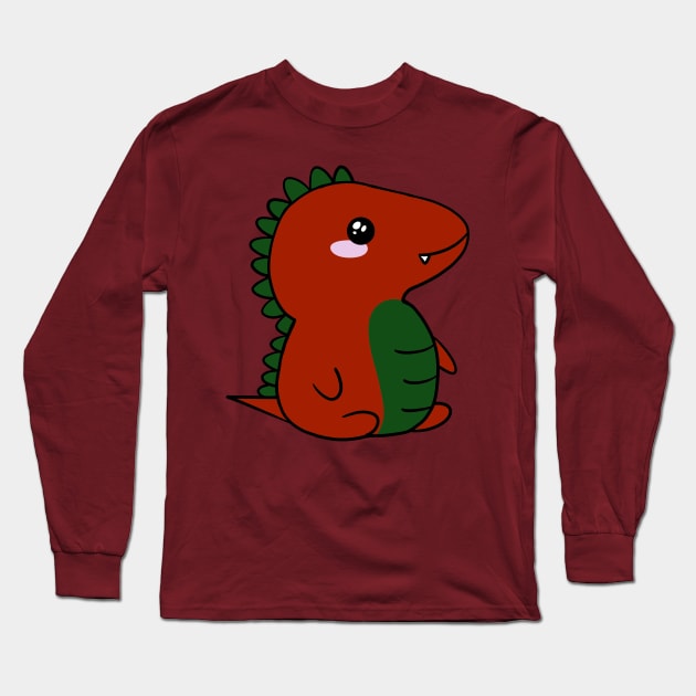 Christmas Themed Baby Dinosaur for Dino Fan Long Sleeve T-Shirt by Lobinha